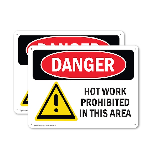 Signmission Hot Work Prohibited In This Area, 10 in W x Rectangle, Plastic OS-2PACK-DS-P-710-L-1366 - main